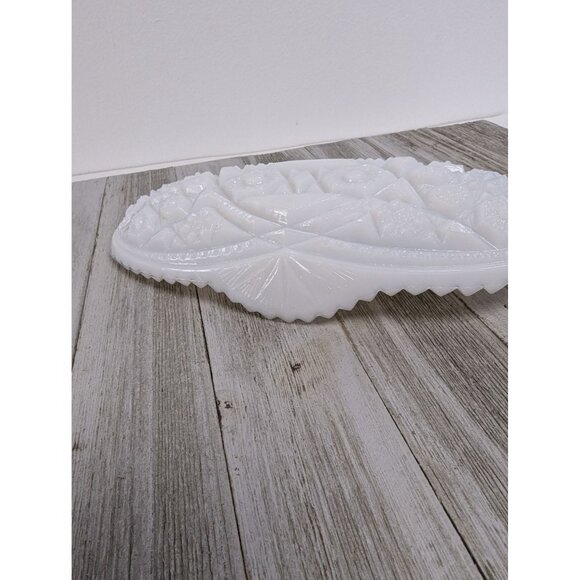 White Pressed Glass Lid ONLY Oval 8 1/4" by 4" - Picture 2 of 6